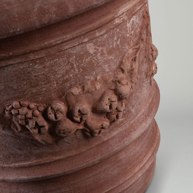 Festooned Vase | Terracotta pot with ornate swag decoration