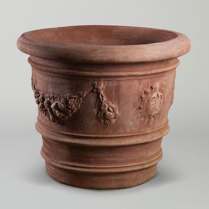 Large Festooned Vase | big Terracotta planter with swags