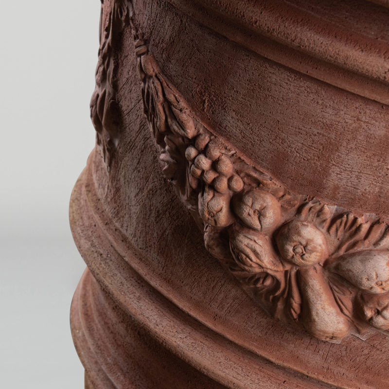 Large Festooned Vase | big Terracotta planter with swags