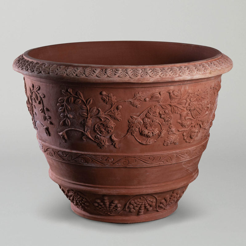 Renaissance Bowl | big Terracotta pot with ornate decoration