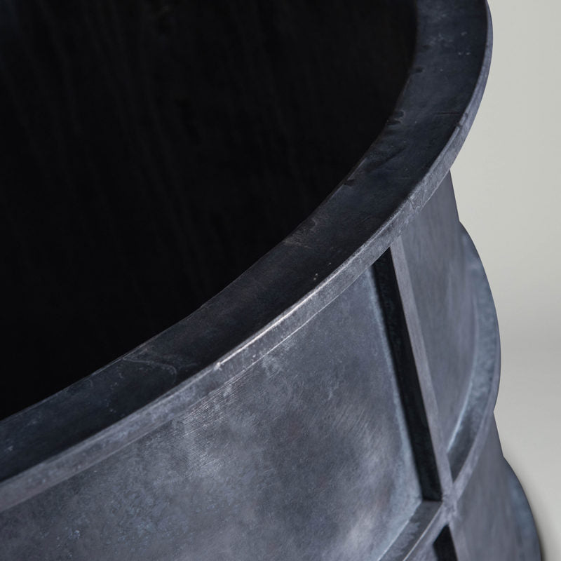 Ribbed Drum | Cylinder garden planter in quality Zinc