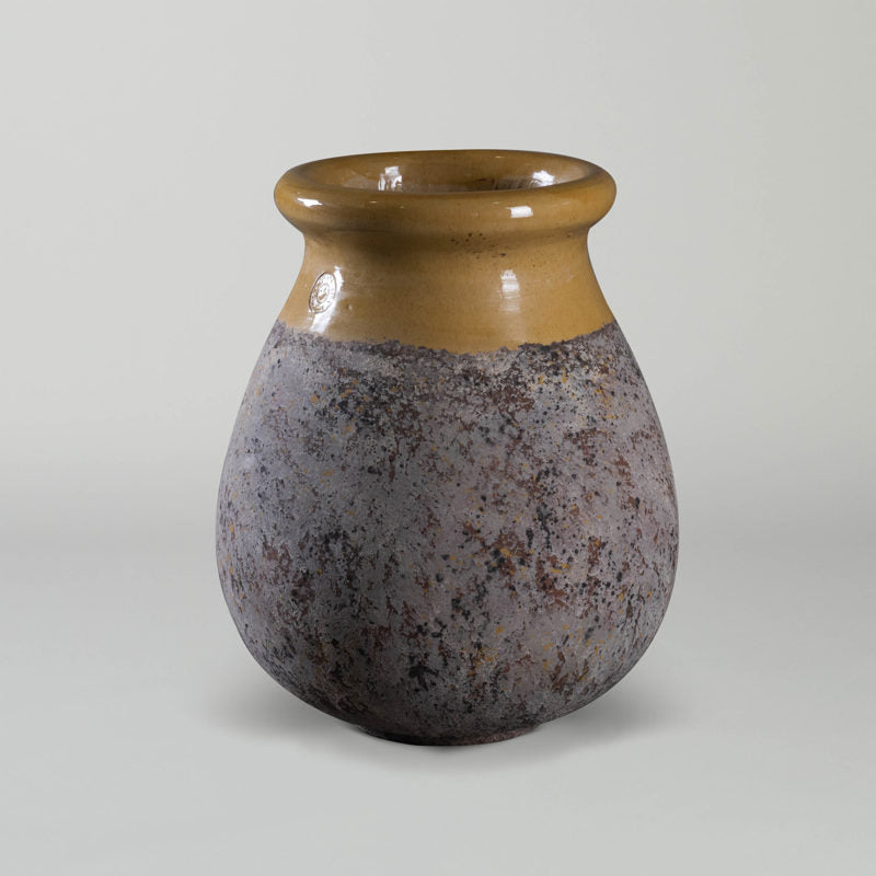 Small Biot Jar Provence Patina Yellow Glaze Collar | Pottery