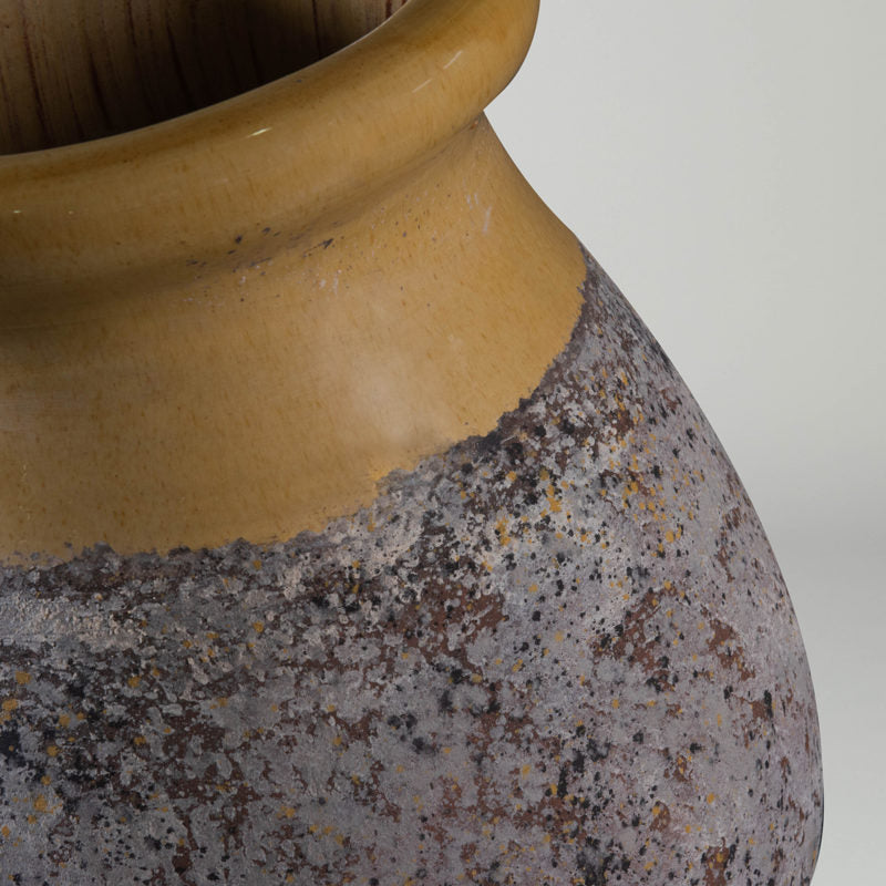Small Biot Jar Provence Patina Yellow Glaze Collar | Pottery