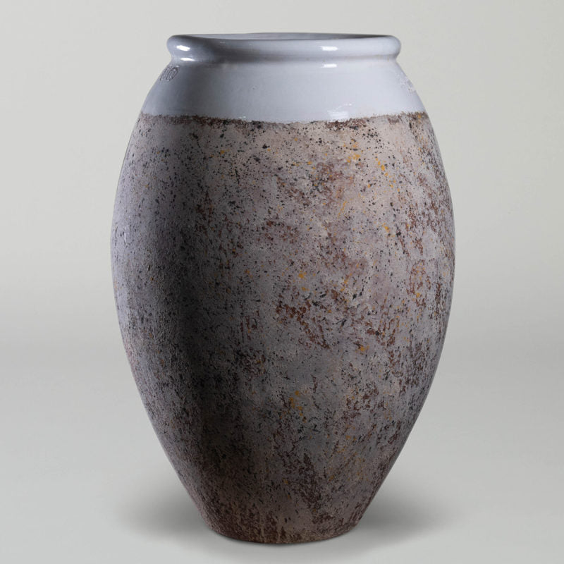 Tall Biot Jar Provence Patina White Glaze Collar | Pottery